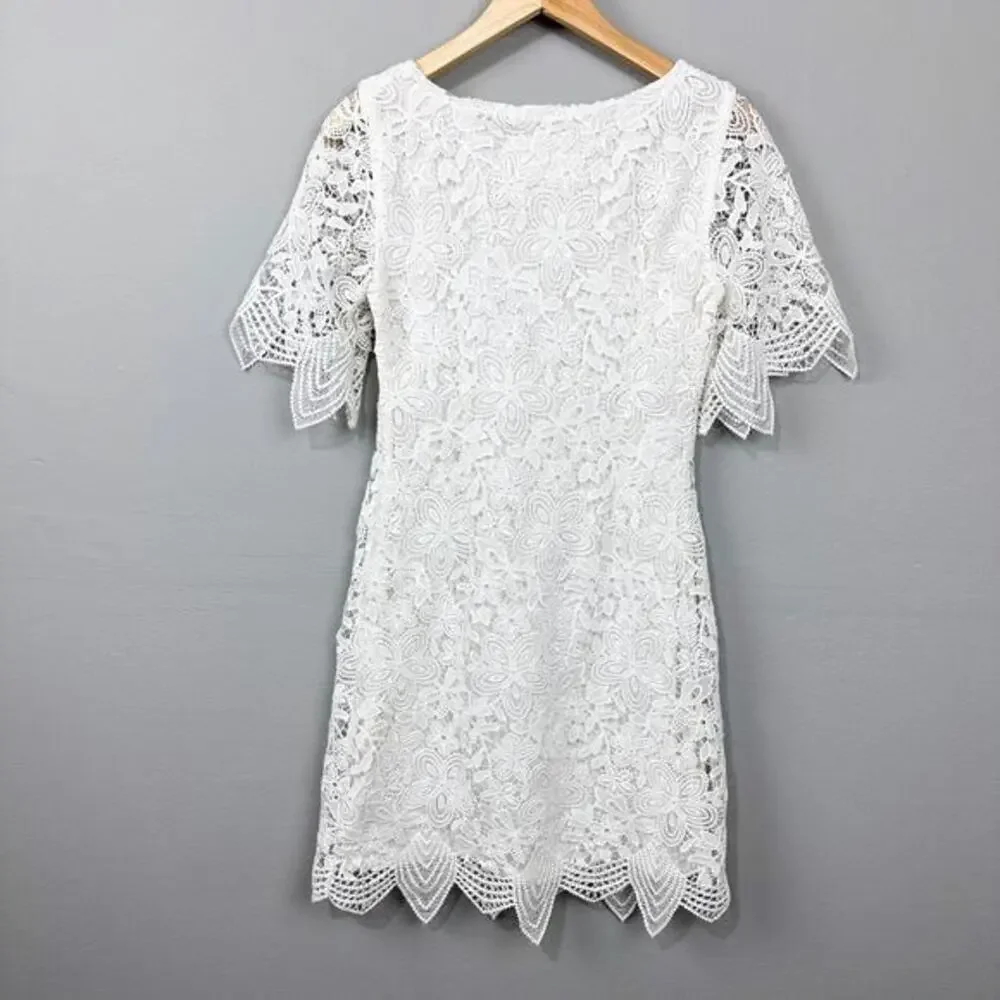 Anthropologie Charleston Lace Mini Dress Sz 0 White Rehearsal Wedding Engagement